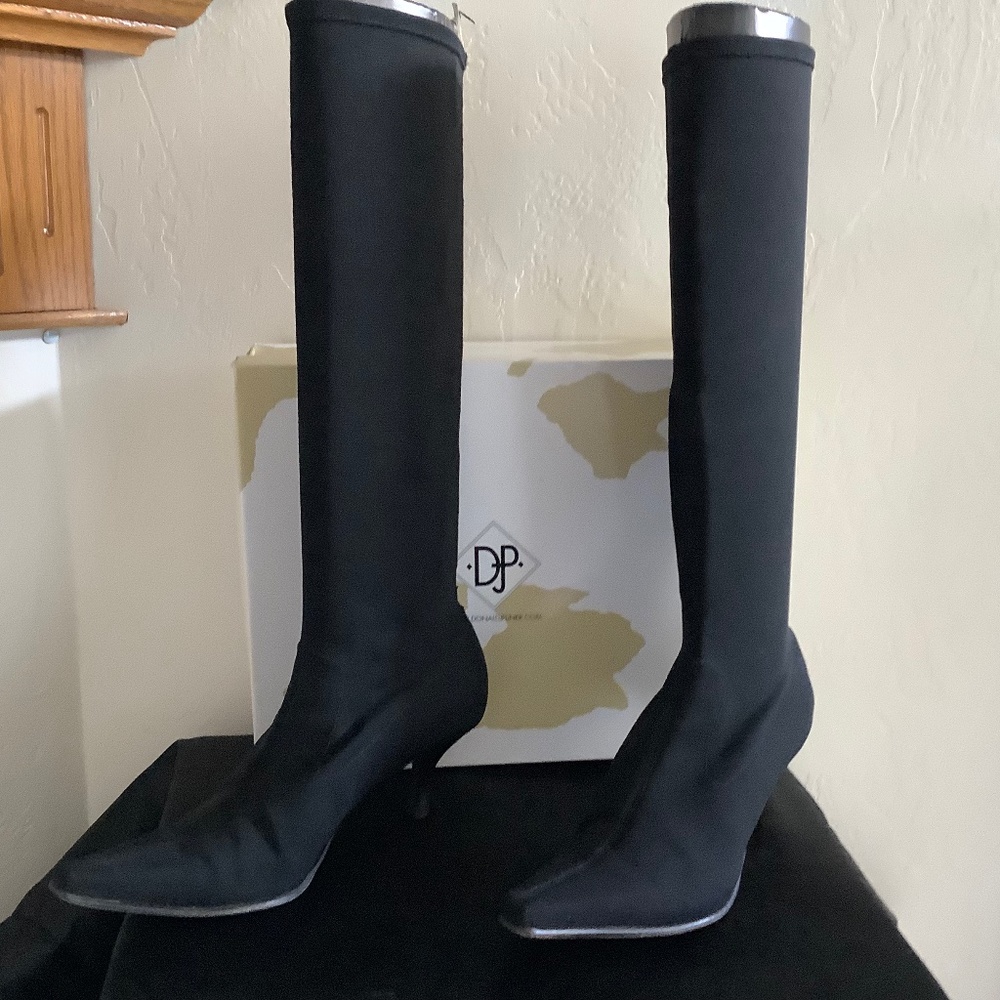 Donald Pliner Black Mesh Elastic Stretch Knee Boot Sz 8.5
